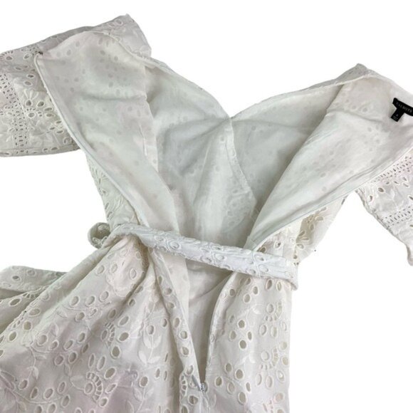 Talbots White Eyelet Belted Midi Wrap Dress - Picture 6 of 9